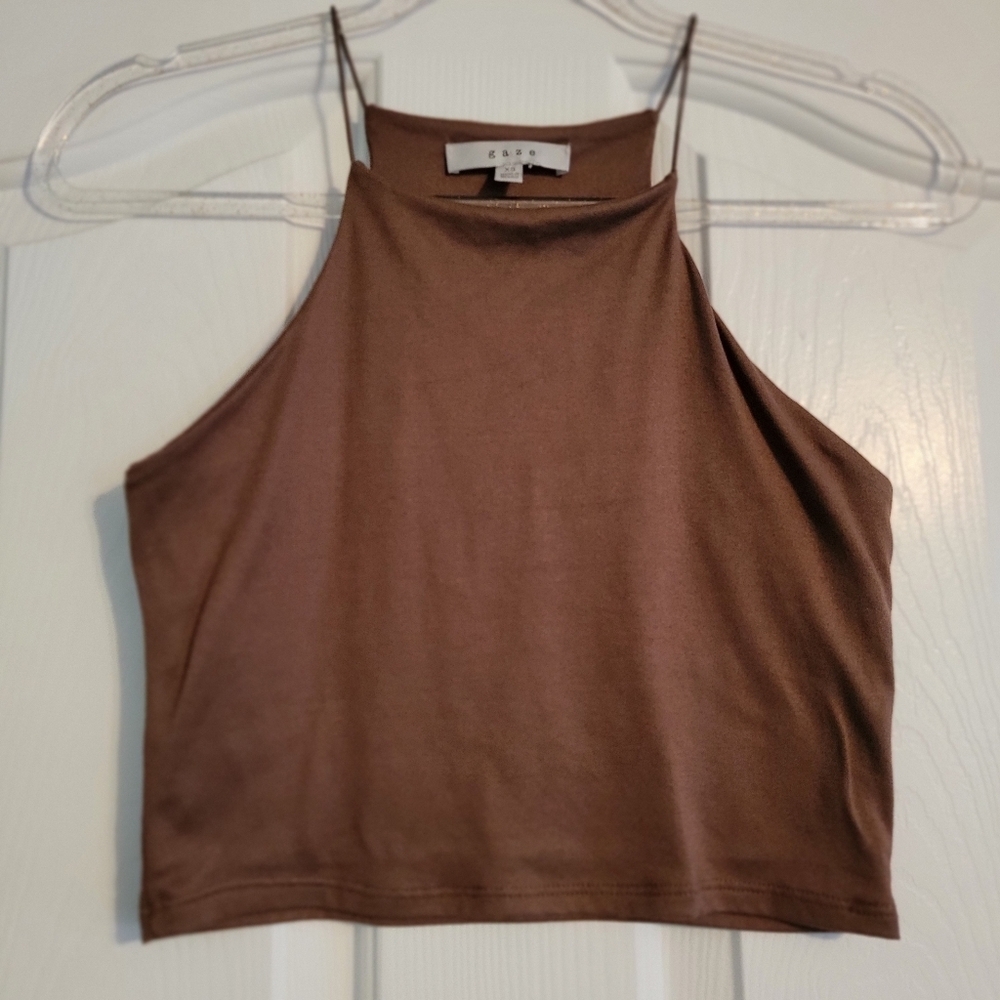 gaze Brown High Neck Cropped Cami
